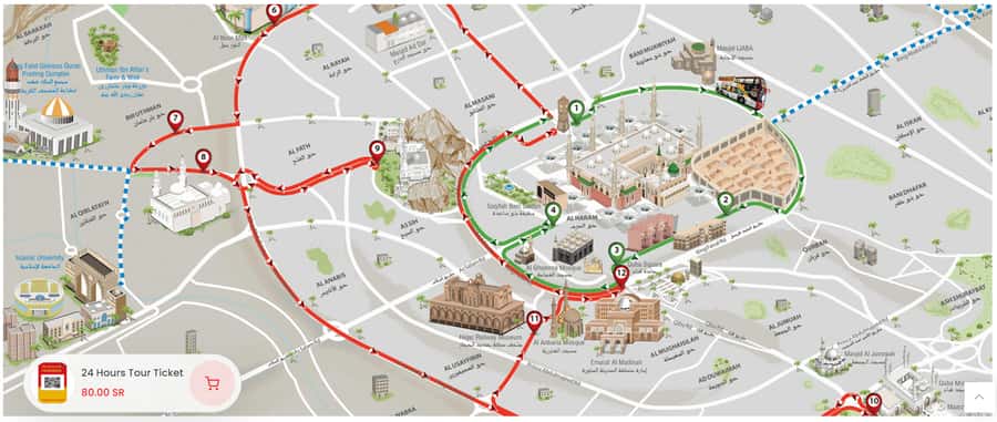Al Madinah: City Sightseeing Hop-On Hop-Off Bus Tour - Red Route: battlefields, mosques, and a shopping break
